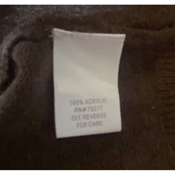 Croft & Barrow XL Brown Cardigan Sweater Purple Tan Argyle Preppy Academia - Picture 6 of 6